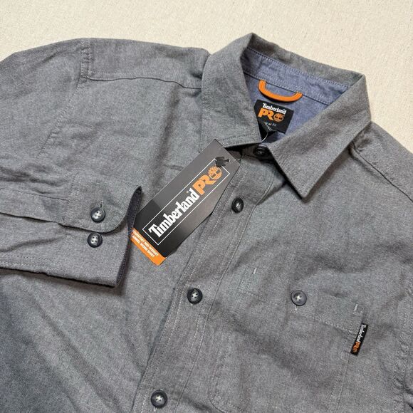 NWT Timberland PRO Men's Woodfort Mid-Weight Flannel Work Shirt Sz Small Gray - Picture 1 of 5
